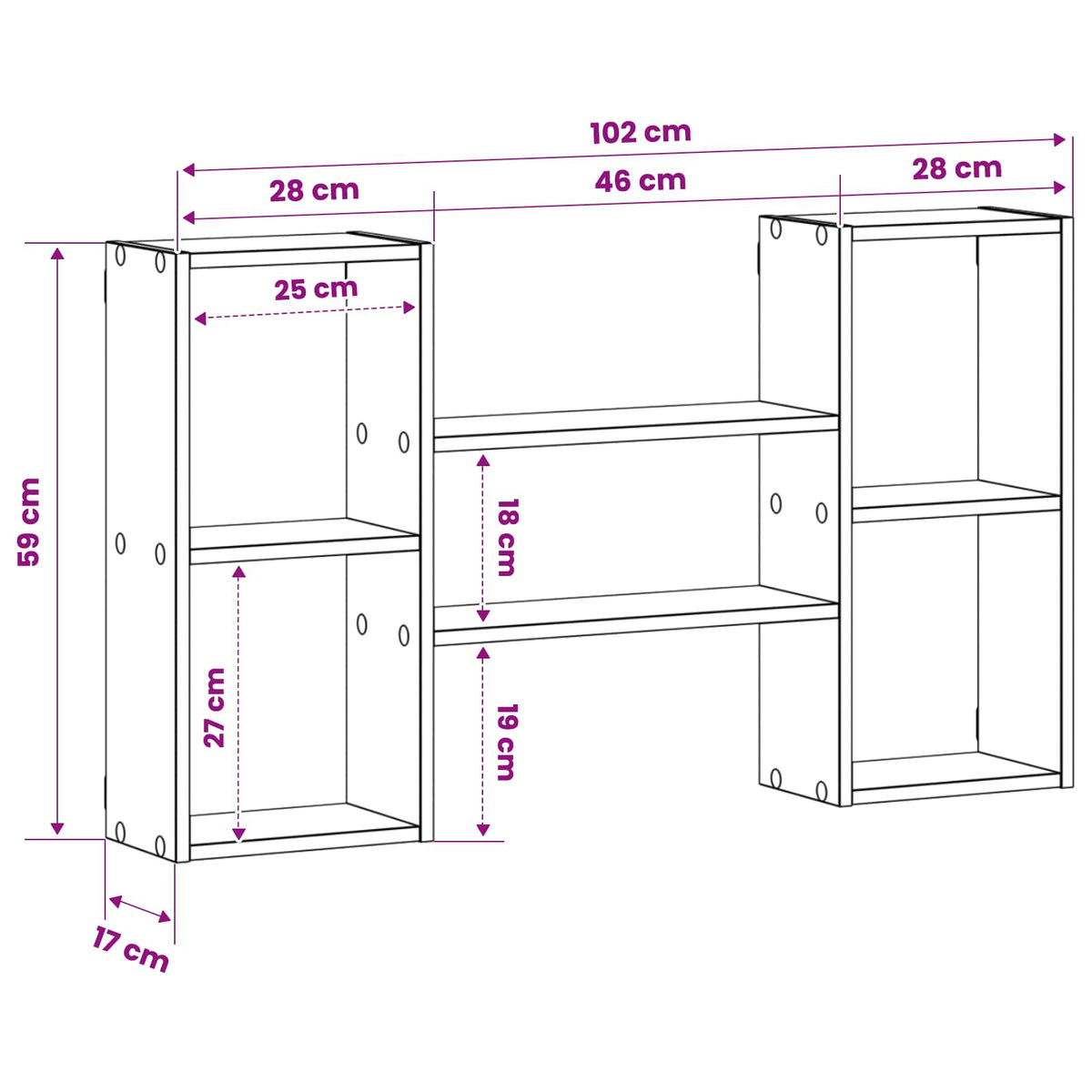 Wall Shelf White 102 x 17 x 59 cm Engineered Wood