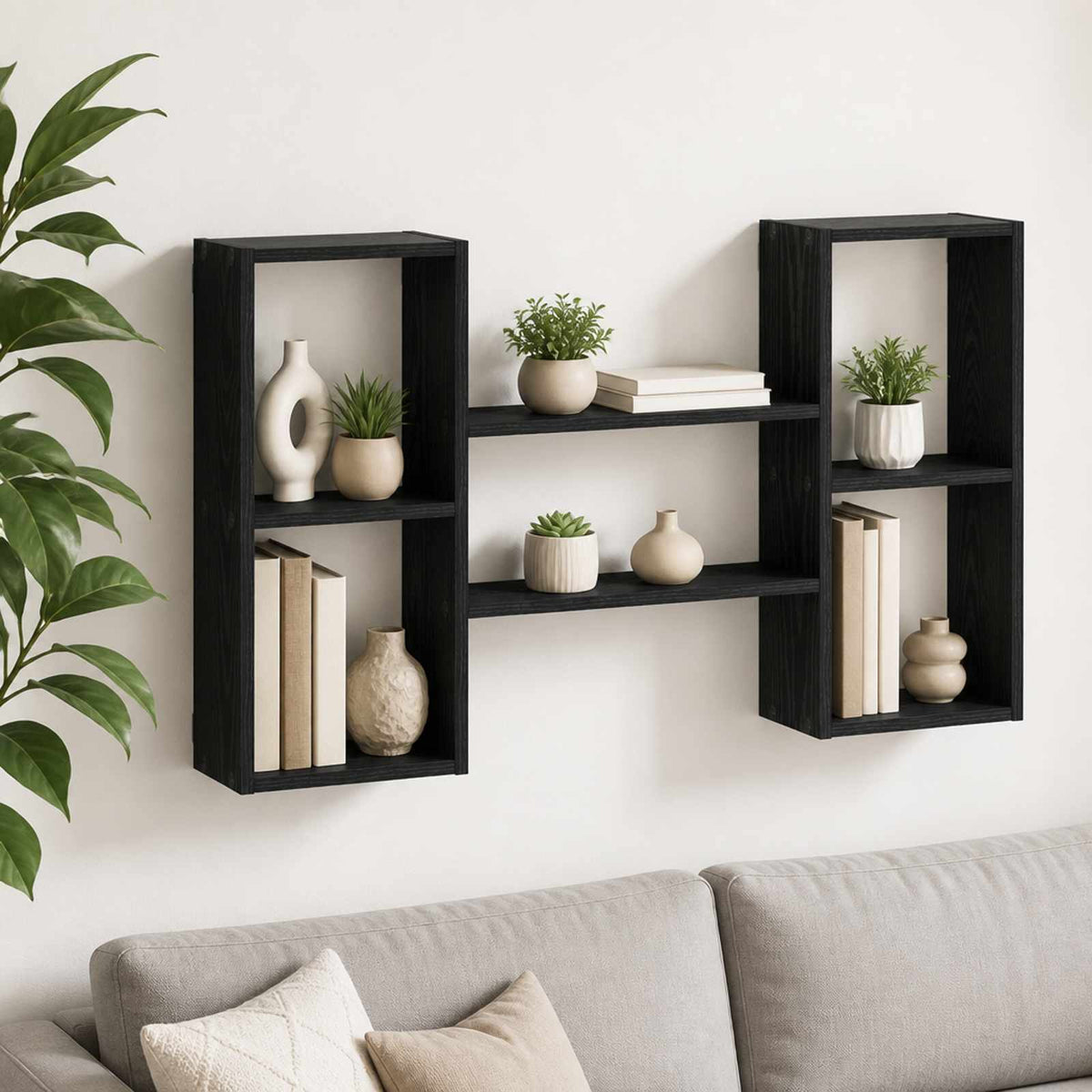 Wall Shelf Black Oak 102 x 17 x 59 cm Engineered Wood