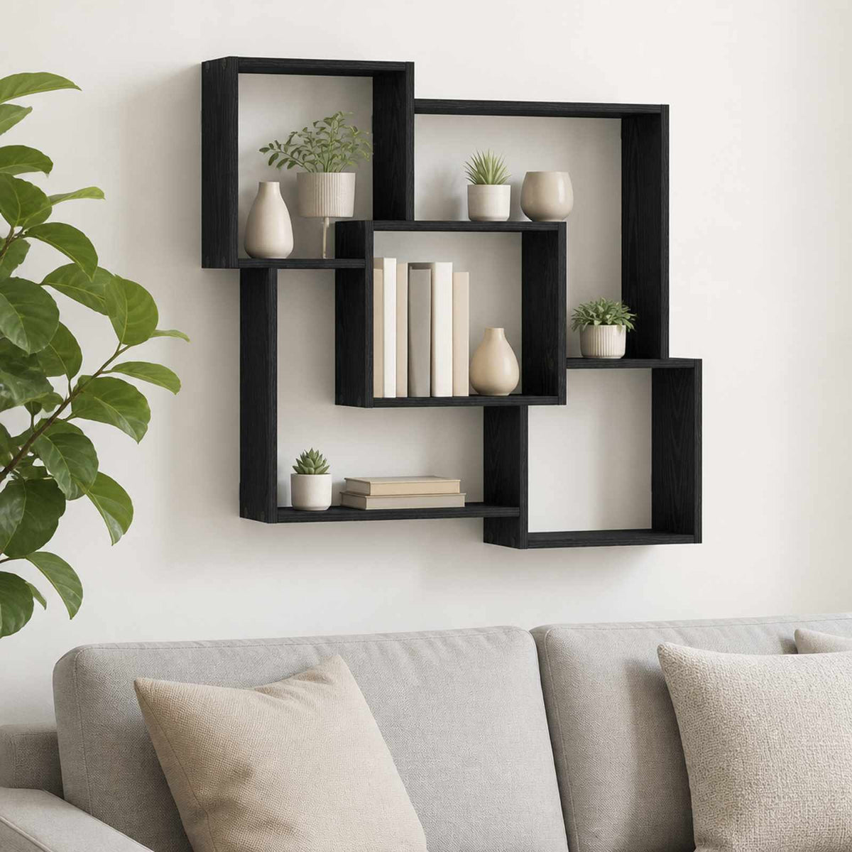 Wall Shelf Black Oak 98 x 17 x 91 cm Engineered Wood