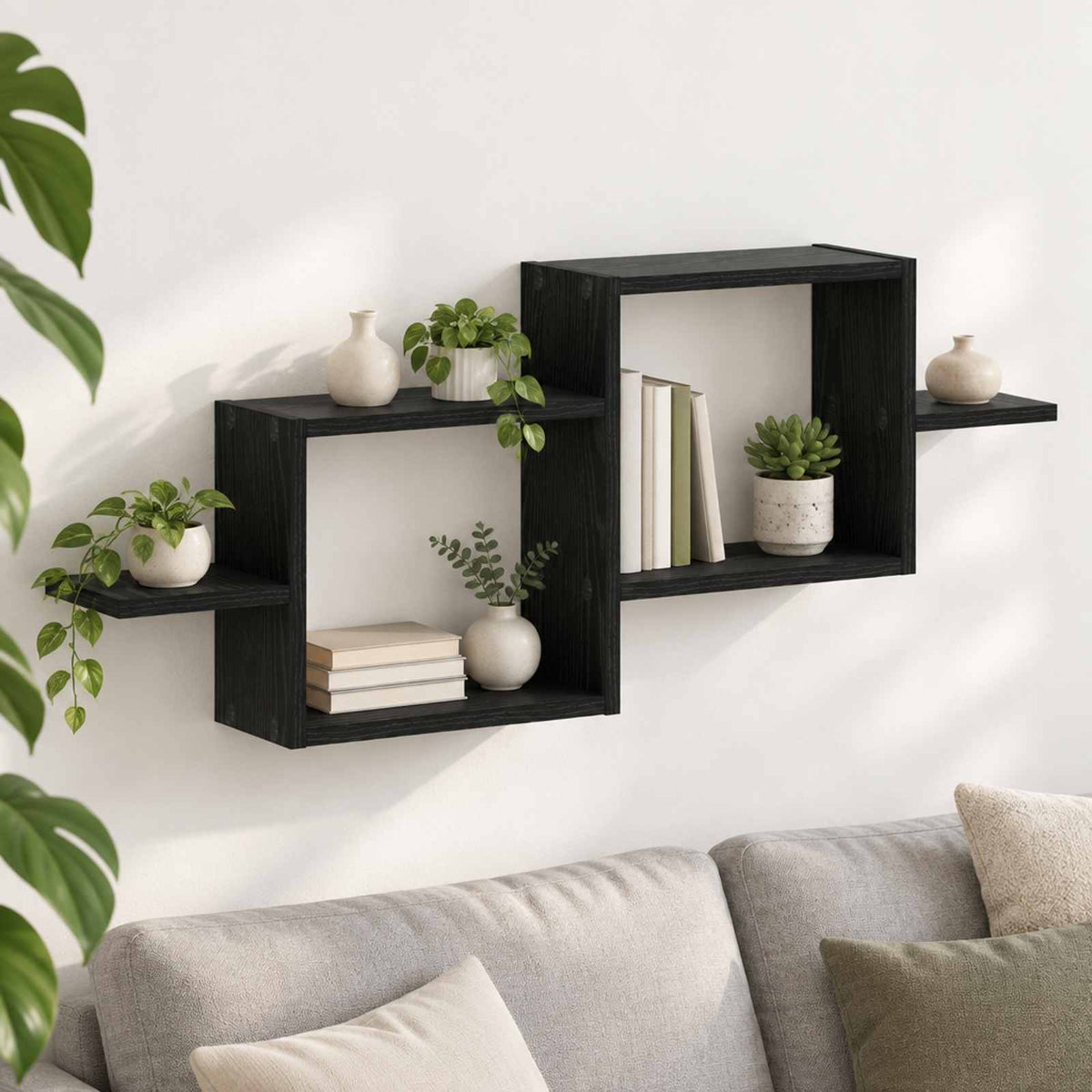 Wall Shelf Black Oak 95 x 17 x 37 cm Engineered Wood