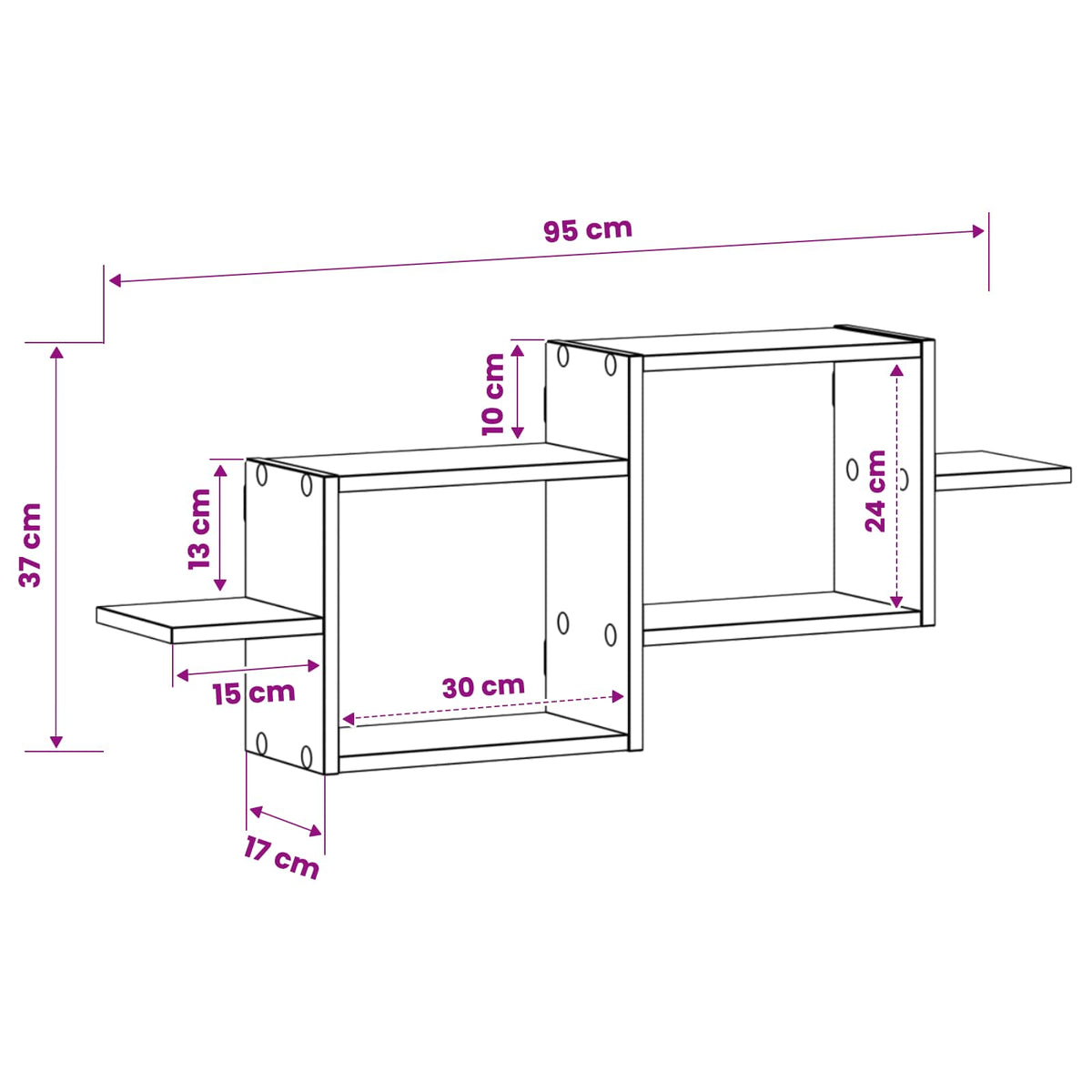 Wall Shelf Sonoma Oak 95 x 17 x 37 cm Engineered Wood