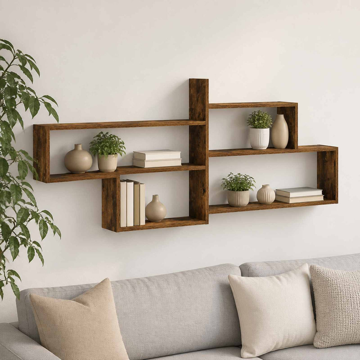 Wall Shelf Smoked Oak 168.5 x 17 x 68 cm Engineered Wood