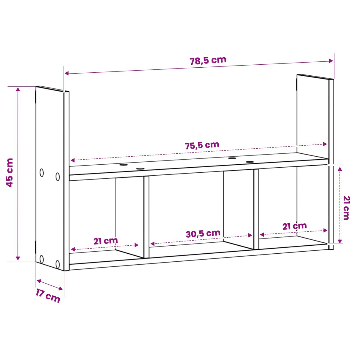 Wall Shelf Sonoma Oak 78.5 x 17 x 45 cm Engineered Wood