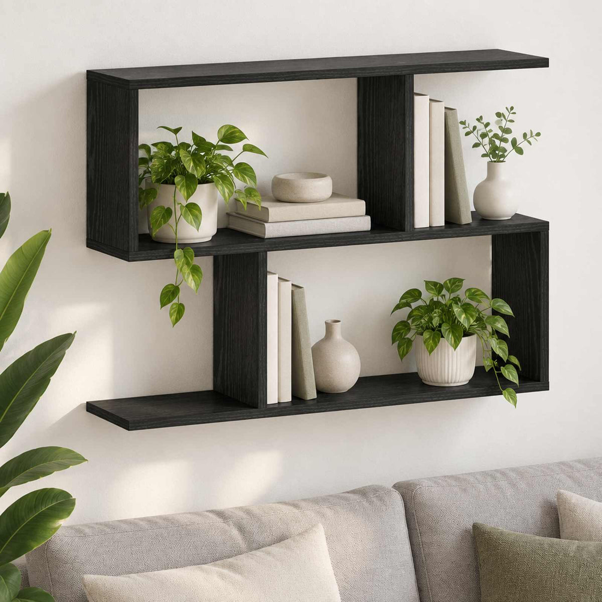 Wall Shelf Black Oak 72 x 17 x 55.5 cm Engineered Wood