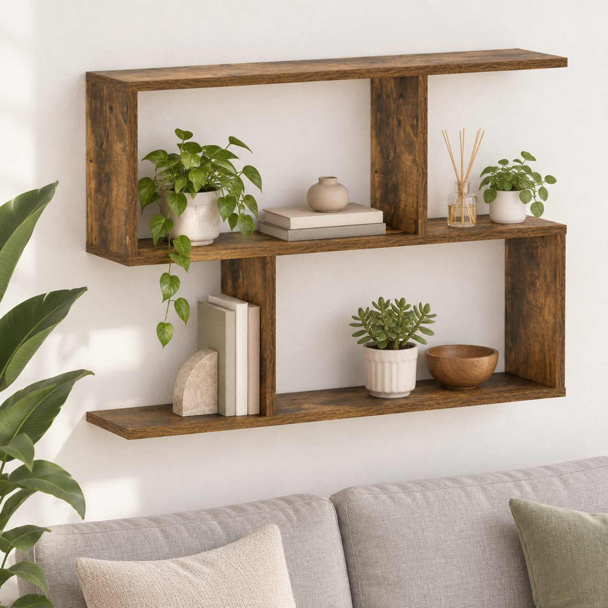 Wall Shelf Smoked Oak 72 x 17 x 55.5 cm Engineered Wood