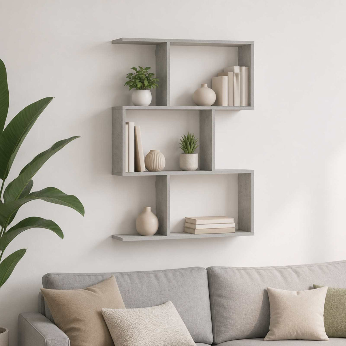 Wall Shelf Concrete Grey 72 x 17 x 105 cm Engineered Wood