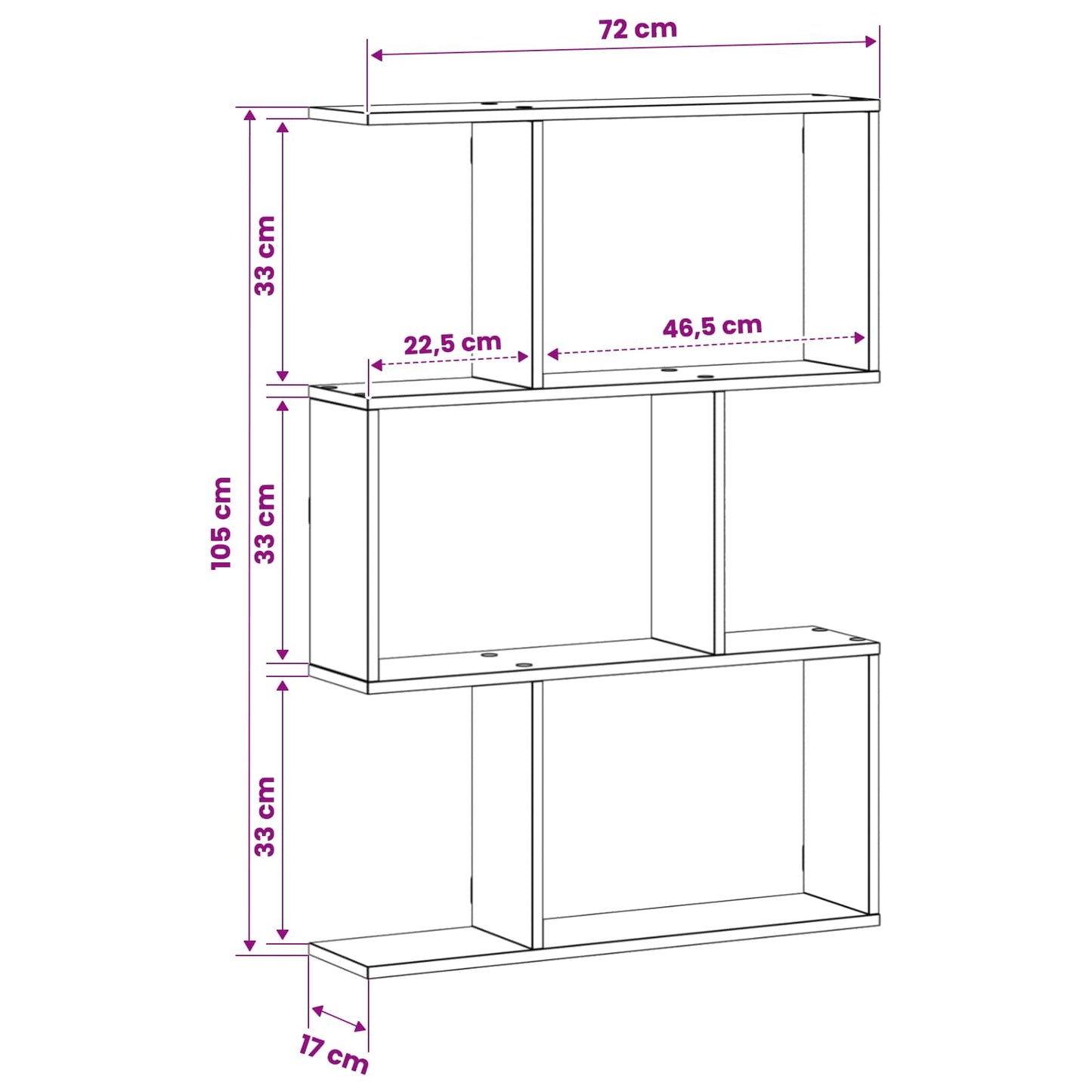 Wall Shelf Concrete Grey 72 x 17 x 105 cm Engineered Wood