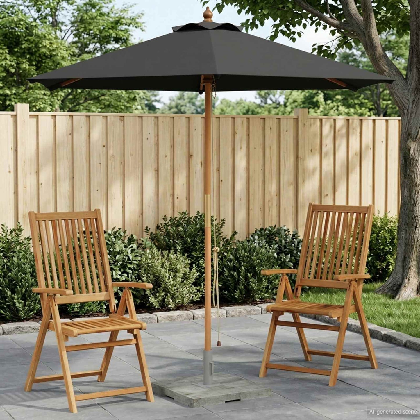Garden Parasol Ø 270 x 248 cm Solid Eucalyptus Wood Anthracite
