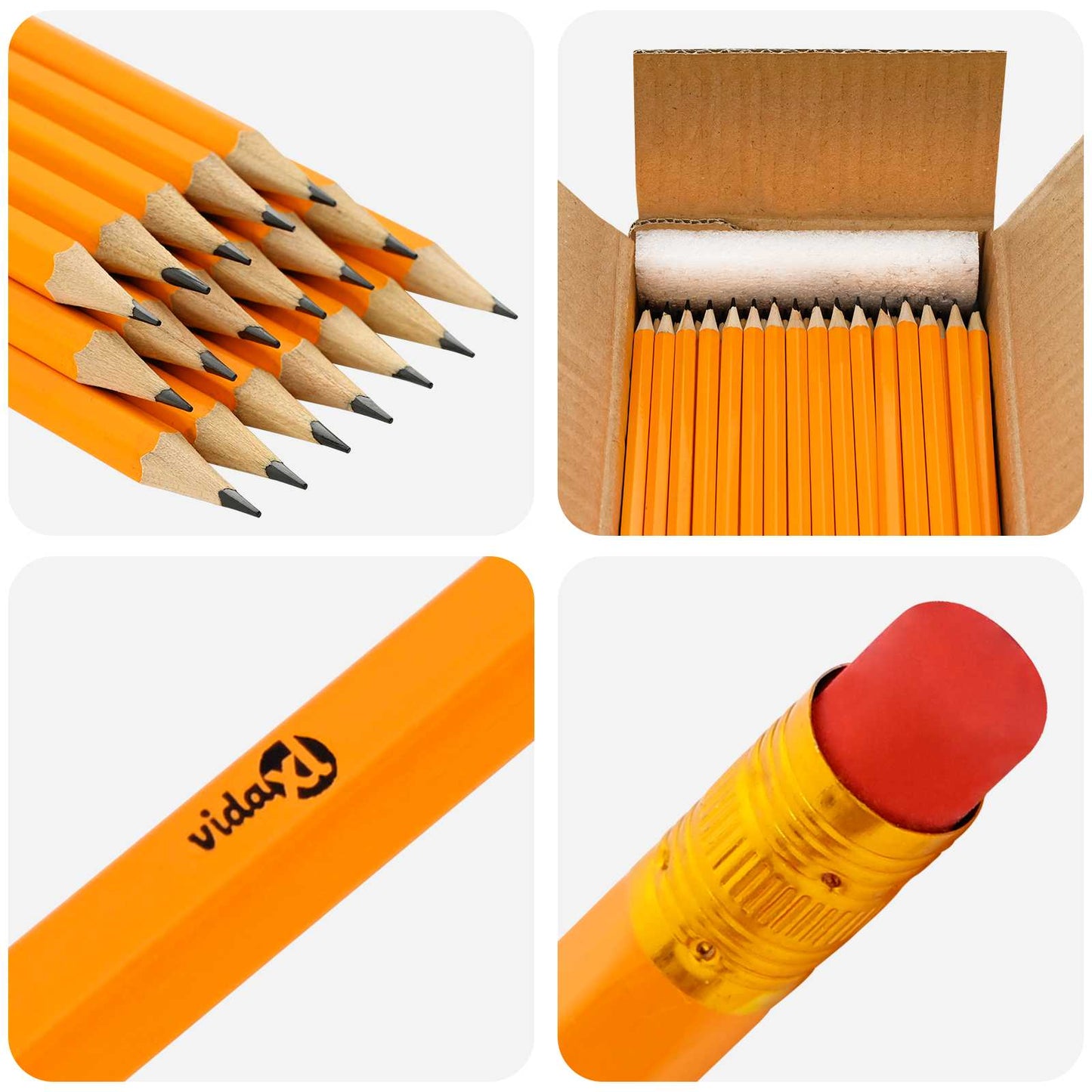 HB Pencils 1000 pcs Ø 0.7 x 18.5 cm Yellow Solid Poplar Wood