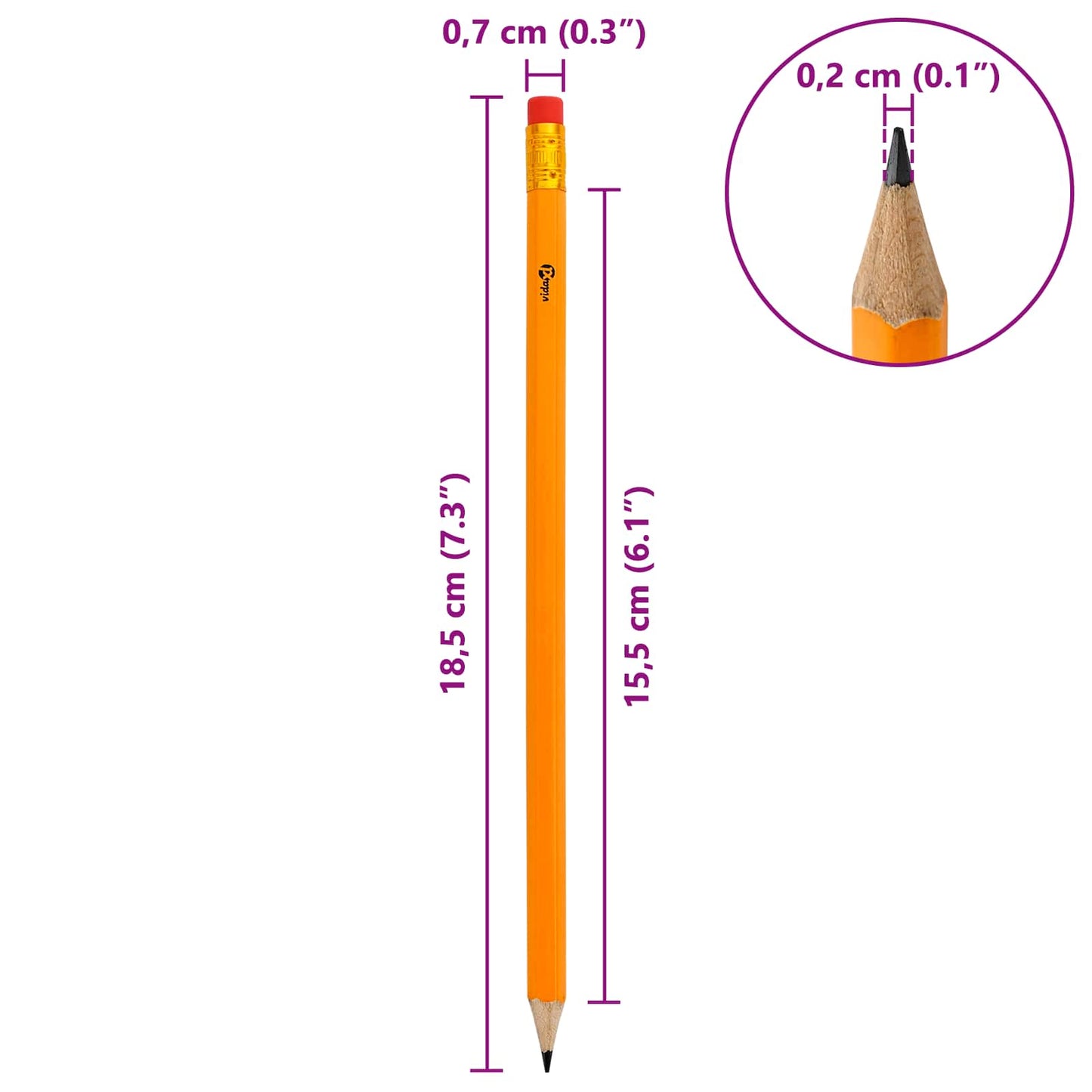 HB Pencils 1000 pcs Ø 0.7 x 18.5 cm Yellow Solid Poplar Wood