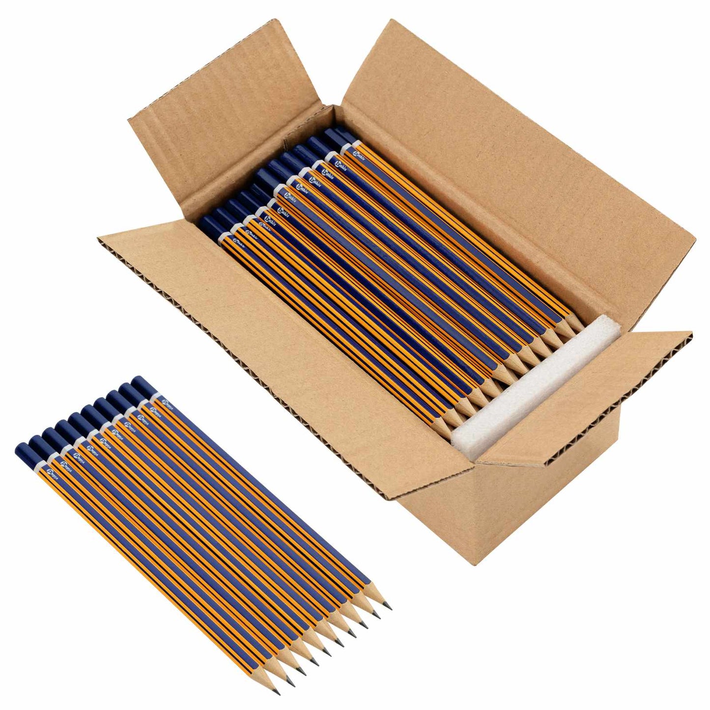 HB Pencils Ø 0.7 x 18 cm Blue and Yellow Solid Poplar Wood