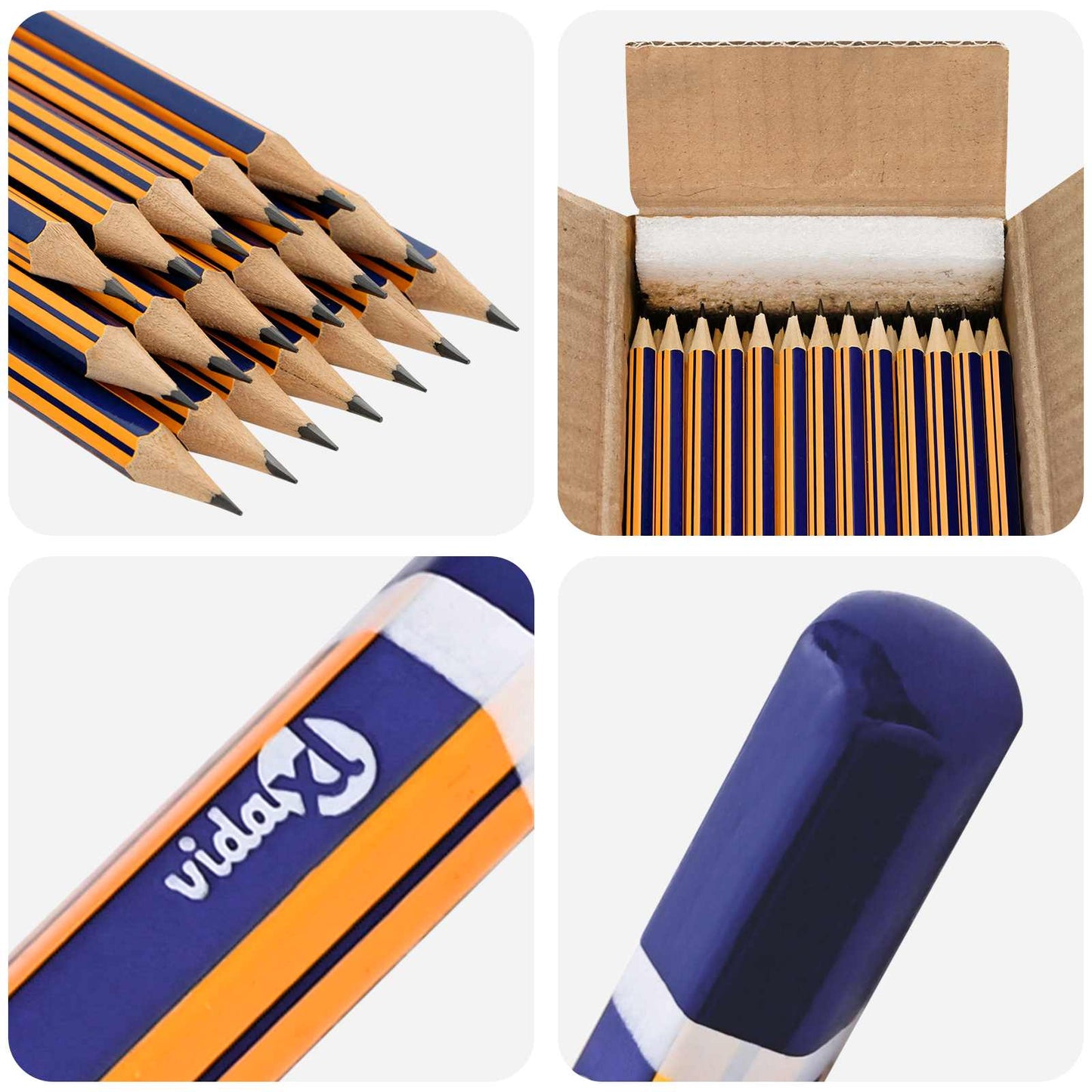 HB Pencils Ø 0.7 x 18 cm Blue and Yellow Solid Poplar Wood