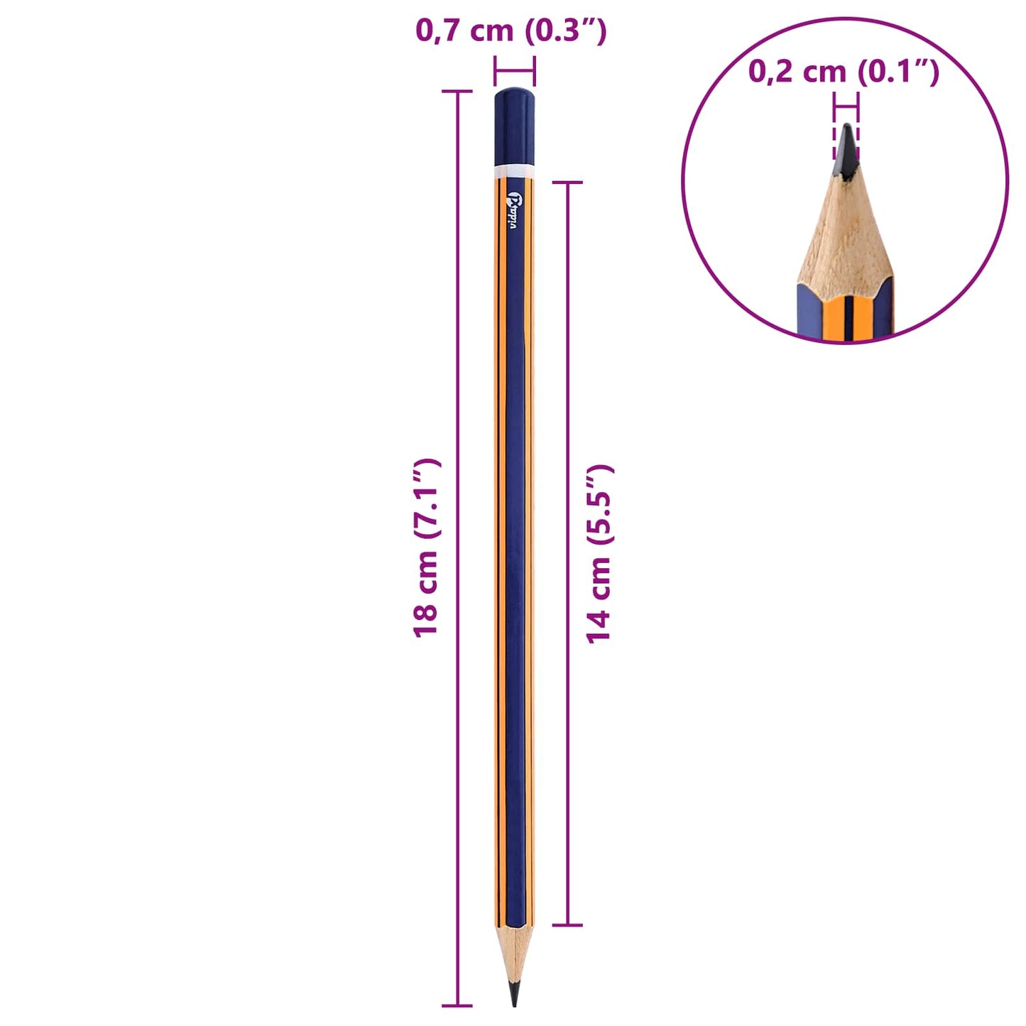 HB Pencils Ø 0.7 x 18 cm Blue and Yellow Solid Poplar Wood