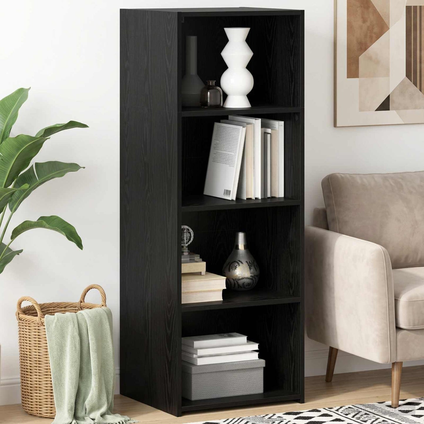Highboard Black Oak 45 x 41 x 124 cm Engineered Wood