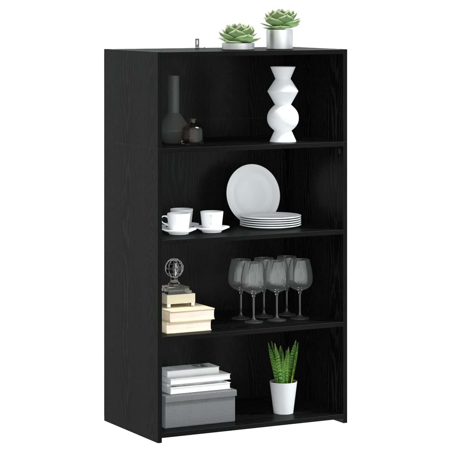 Highboard Black Oak 70 x 41 x 124 cm Engineered Wood