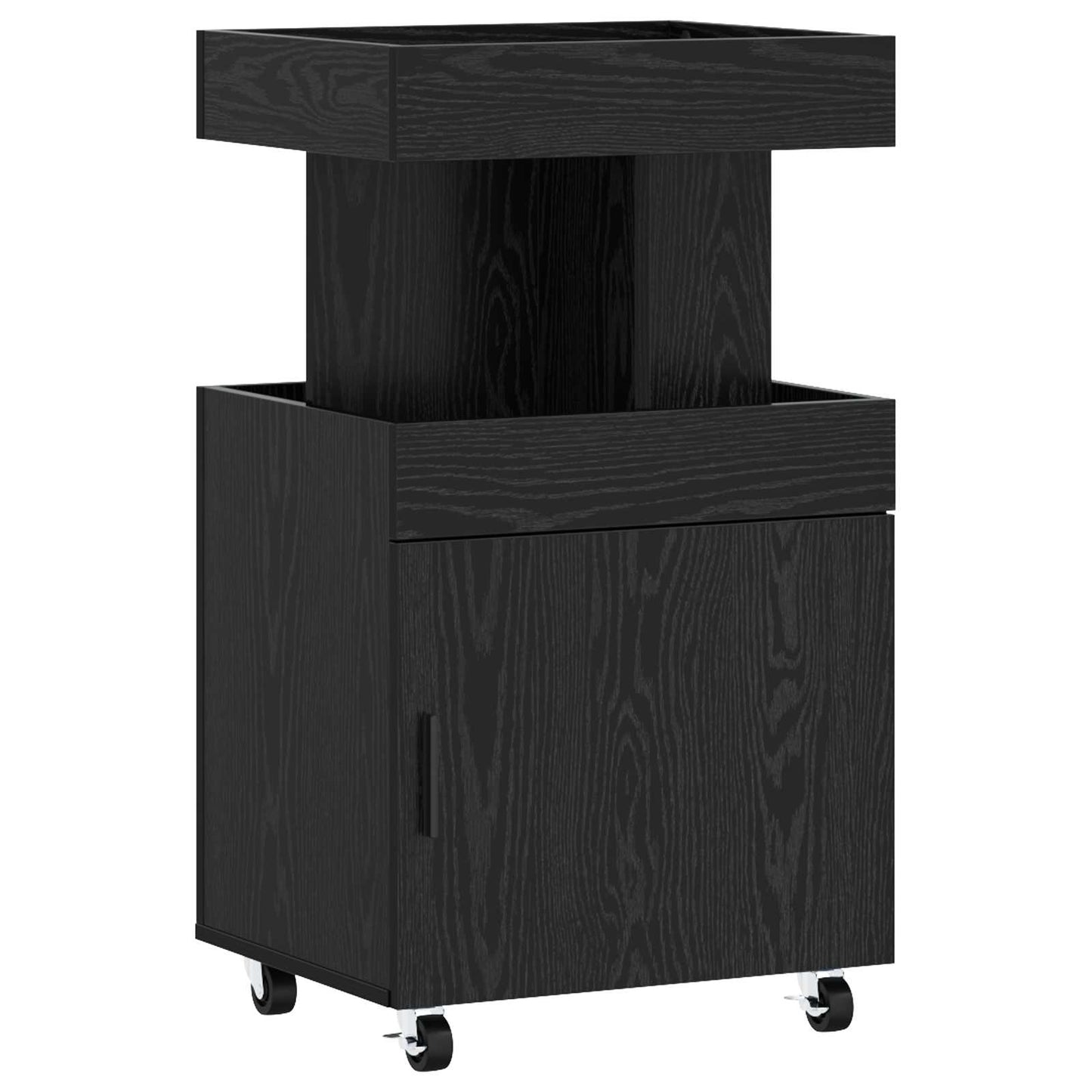 Bar Cart Black Oak 50 x 41 x 89 cm Engineered Wood