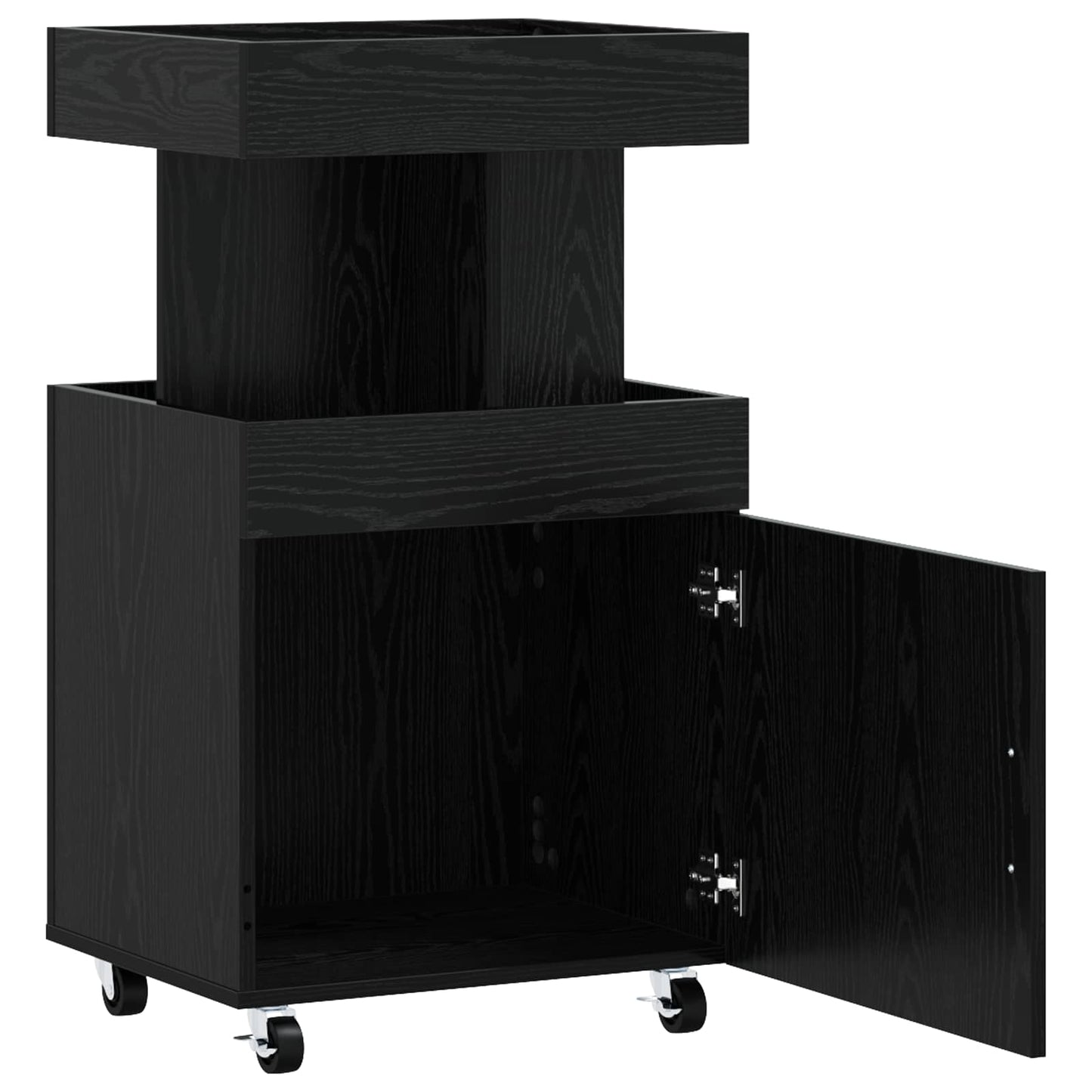 Bar Cart Black Oak 50 x 41 x 89 cm Engineered Wood
