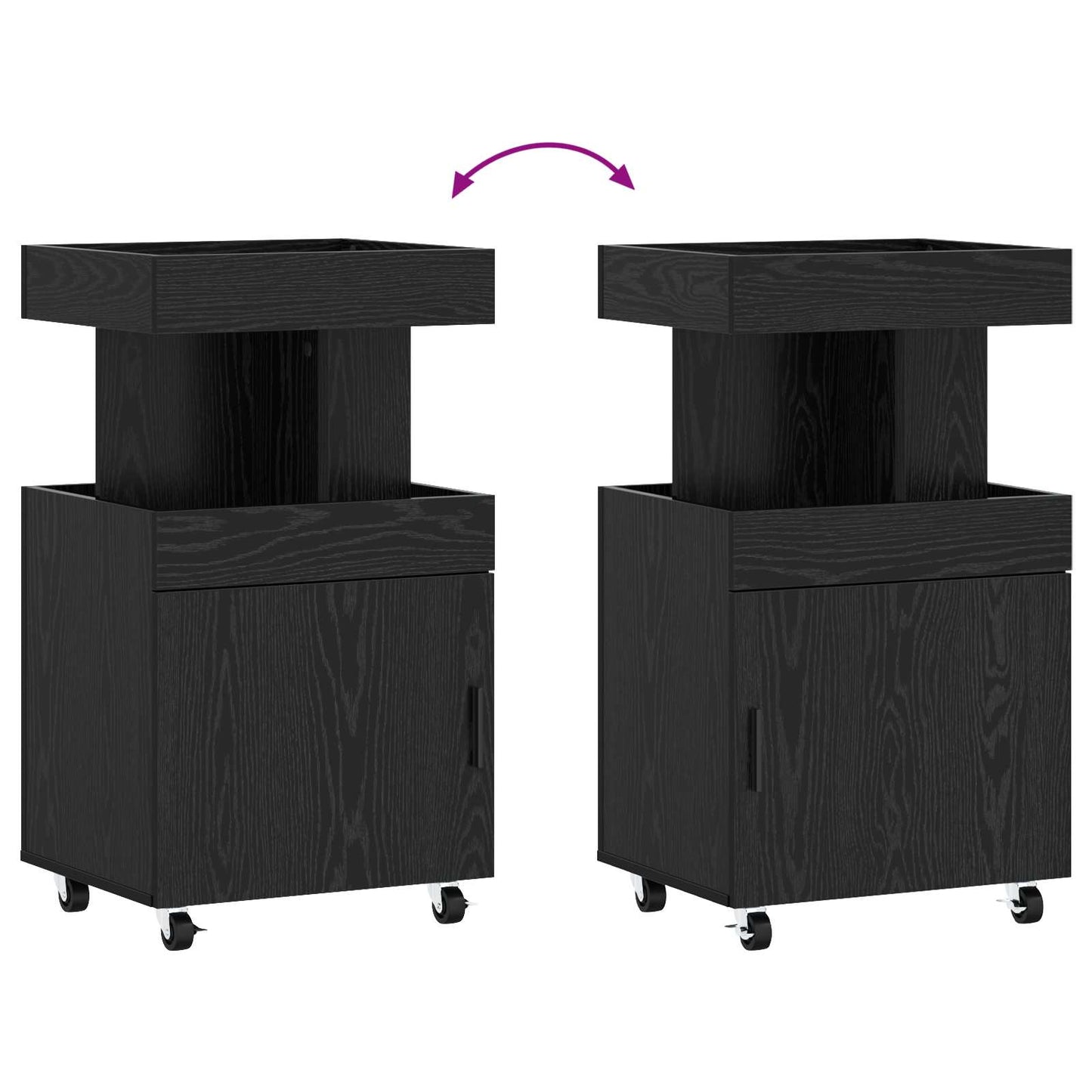 Bar Cart Black Oak 50 x 41 x 89 cm Engineered Wood