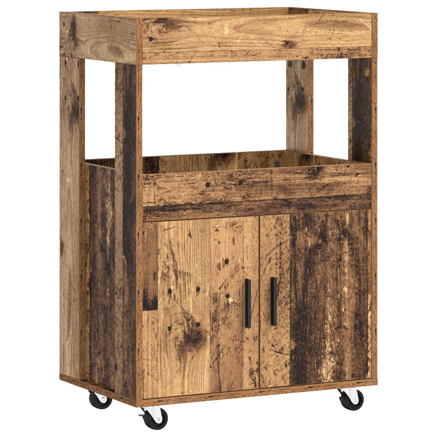 Bar Cart Oak Wood 60 x 39.5 x 89 cm Engineered Wood