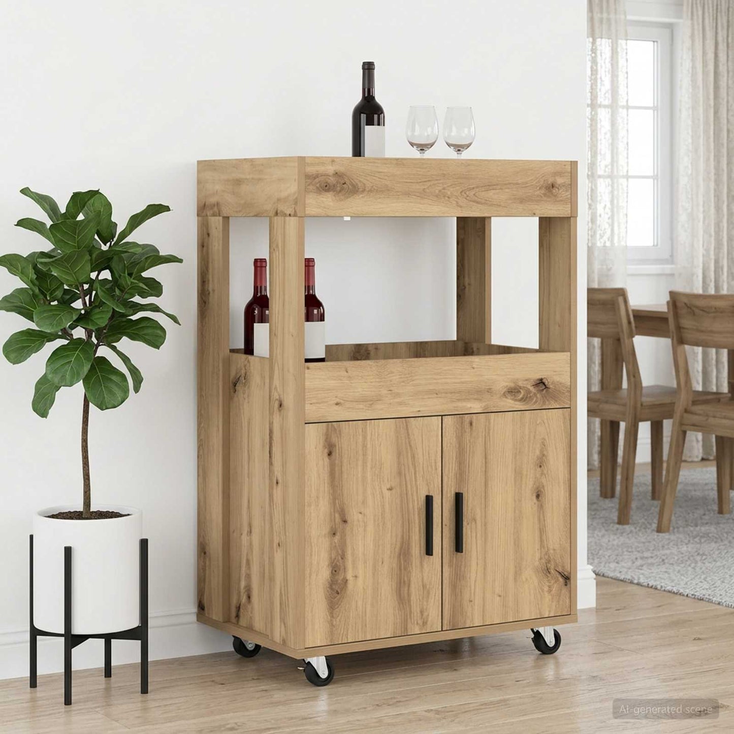 Bar Cart Artisan Oak 60 x 39.5 x 89 cm Engineered Wood