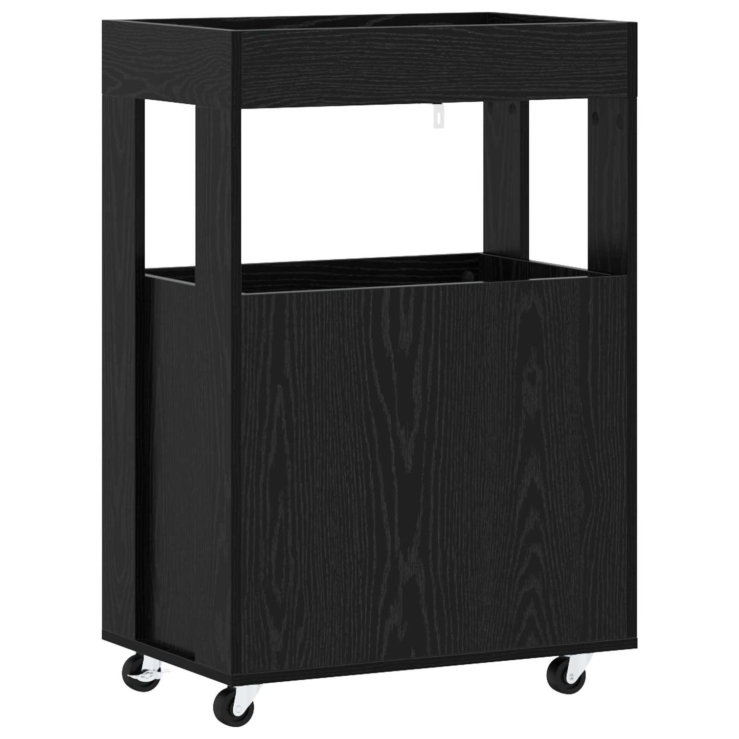 Bar Cart Black Oak 60 x 39.5 x 89 cm Engineered Wood