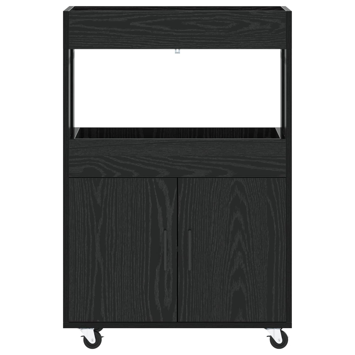 Bar Cart Black Oak 60 x 39.5 x 89 cm Engineered Wood
