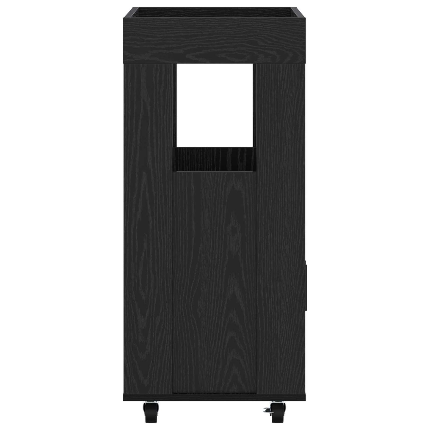 Bar Cart Black Oak 60 x 39.5 x 89 cm Engineered Wood