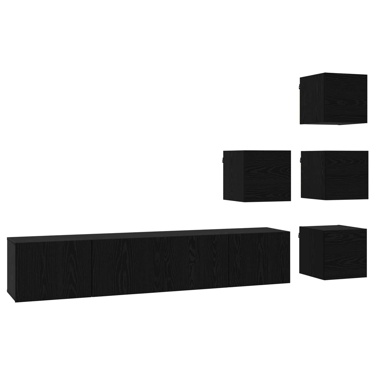 TV Cabinet Set 6 pcs 80 x 30 x 30 cm Black Oak Engineered Wood