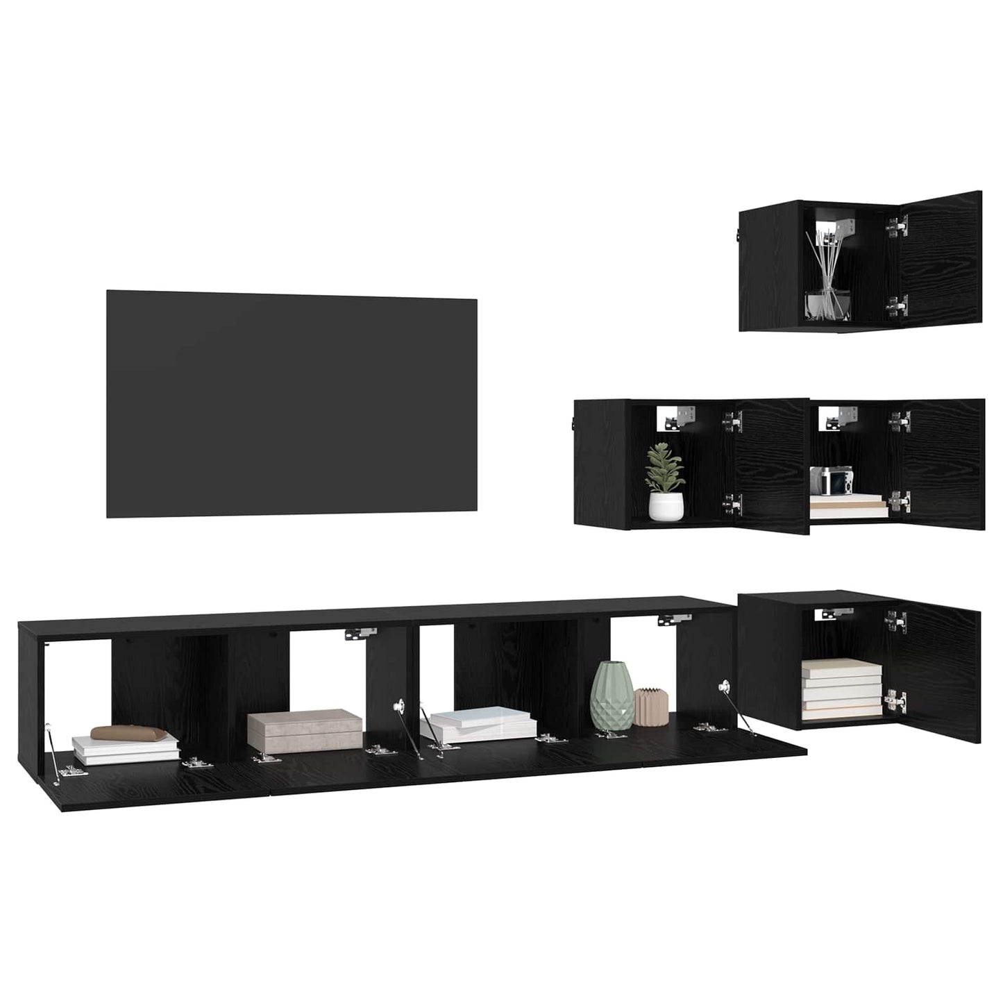 TV Cabinet Set 6 pcs 80 x 30 x 30 cm Black Oak Engineered Wood