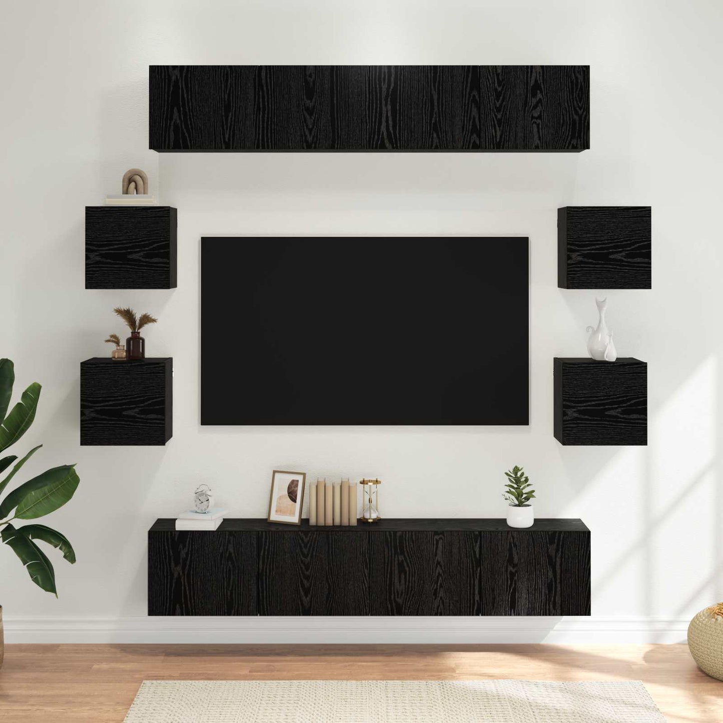 TV Cabinet Set 8 pcs 80 x 30 x 30 cm Black Oak Engineered Wood