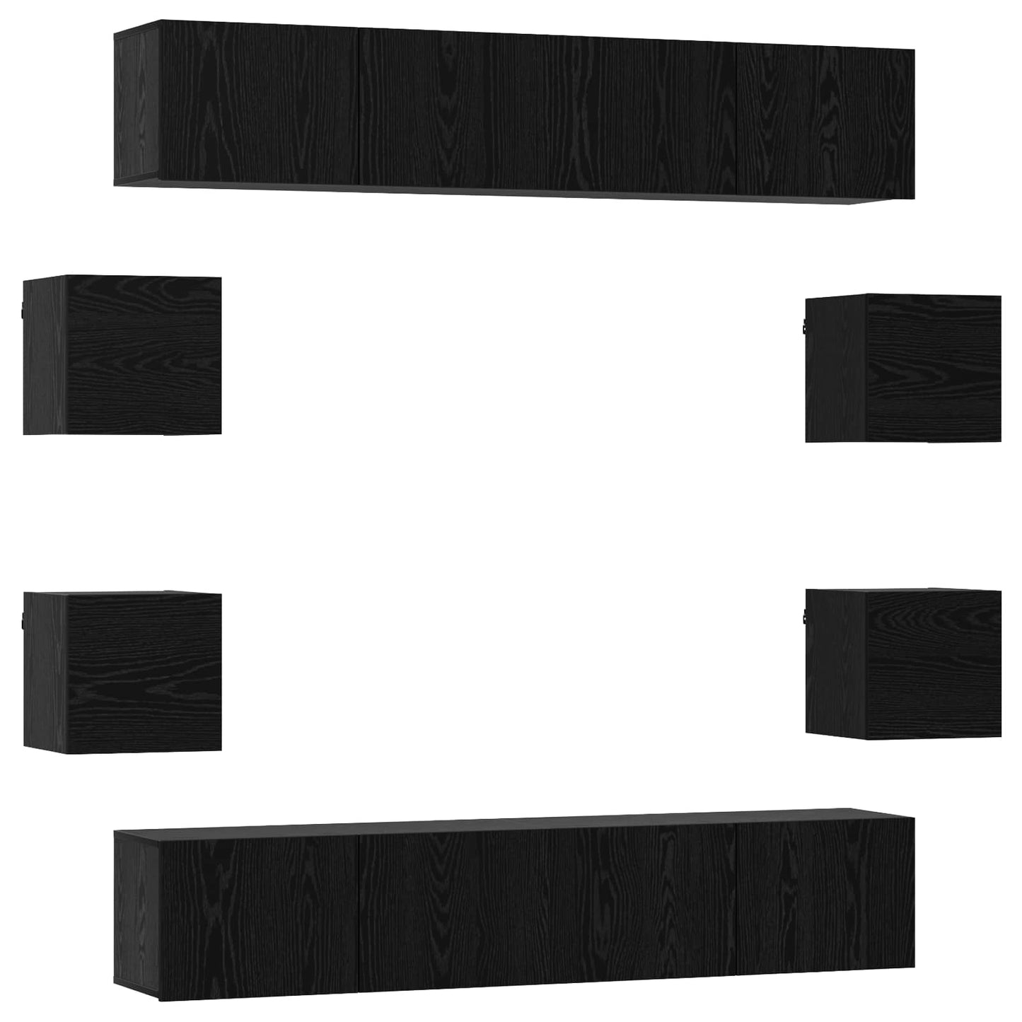 TV Cabinet Set 8 pcs 80 x 30 x 30 cm Black Oak Engineered Wood