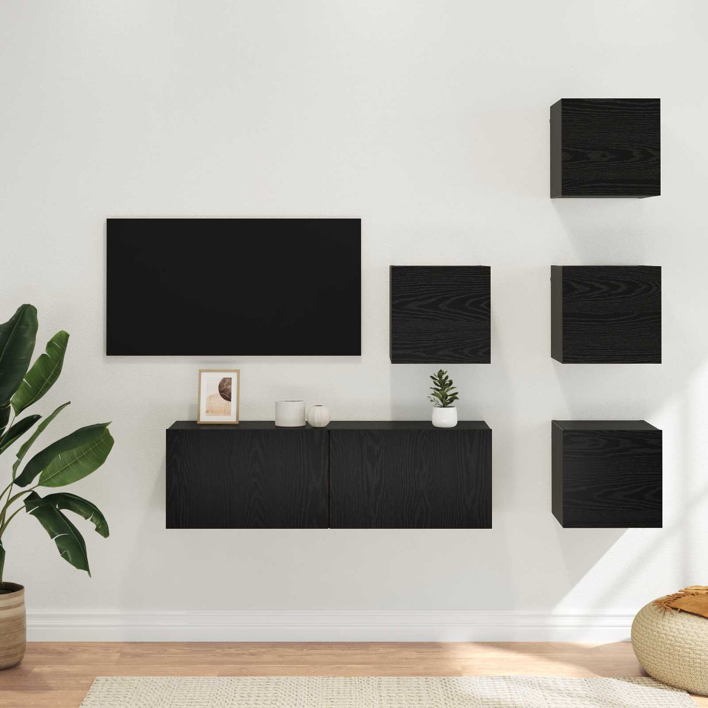 TV Cabinet Set 5 pcs 100 x 30 x 30 cm Black Oak Engineered Wood