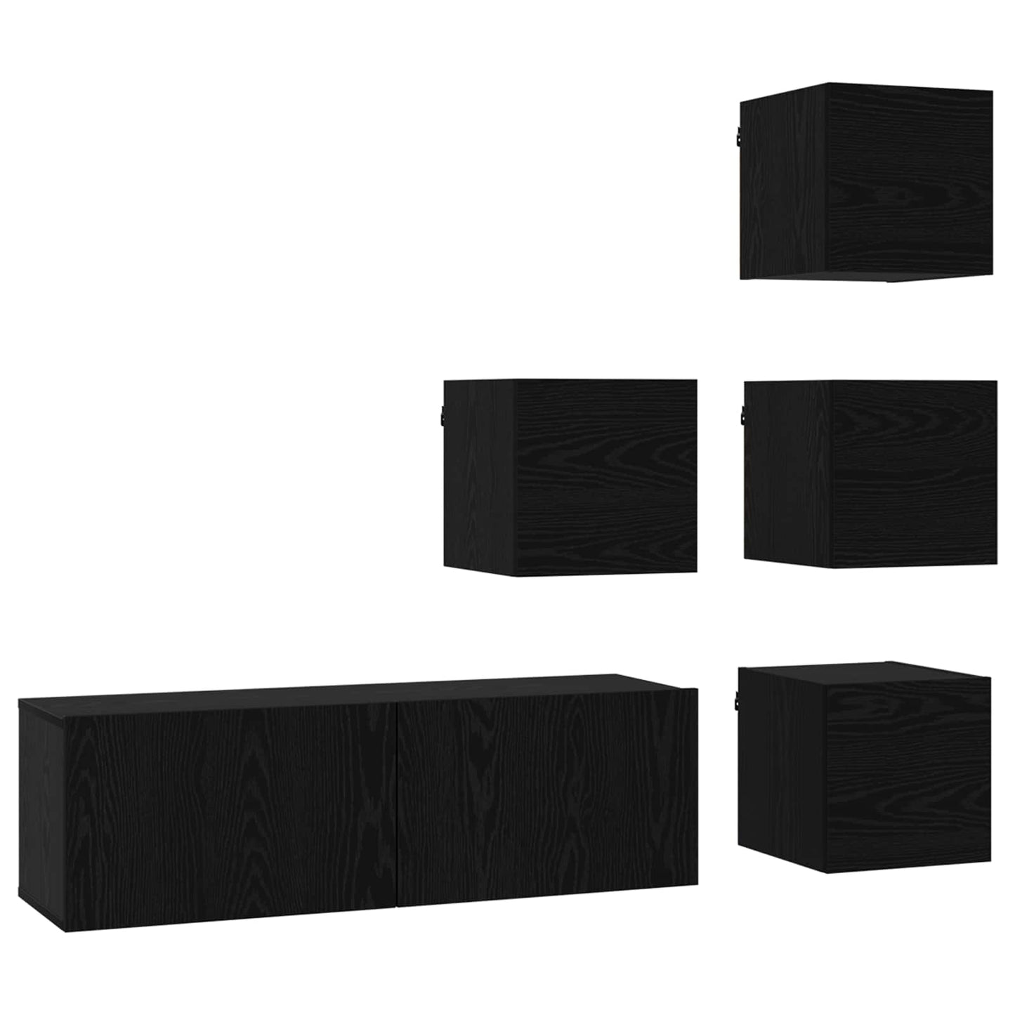 TV Cabinet Set 5 pcs Black Oak Engineered Wood
