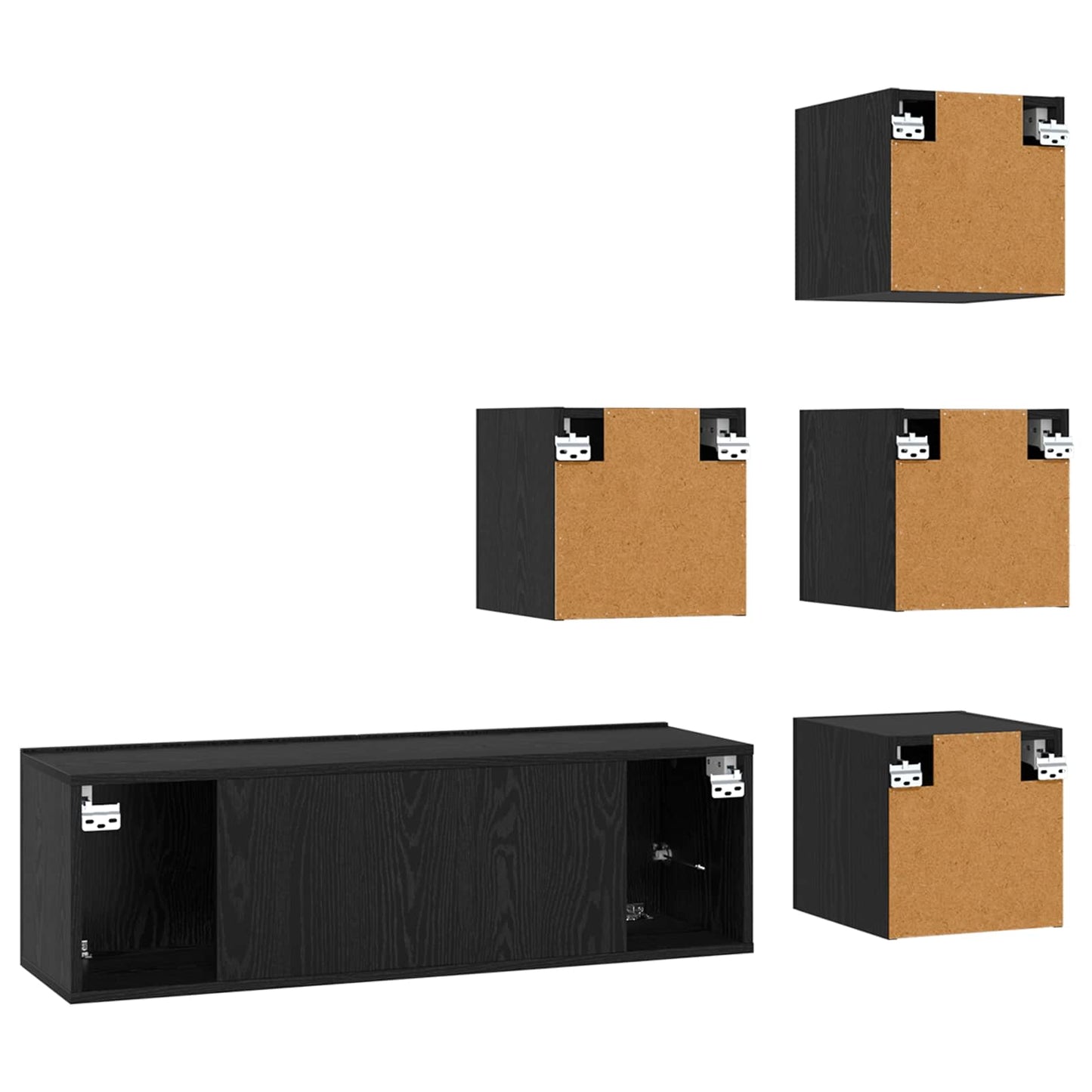 TV Cabinet Set 5 pcs Black Oak Engineered Wood