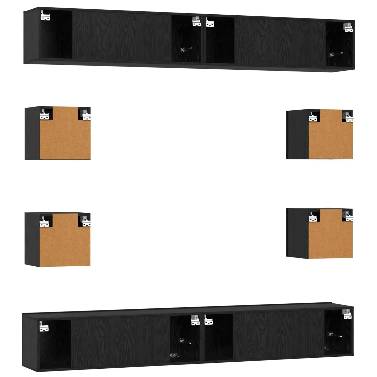TV Cabinet Set 8 pcs 100 x 30 x 30 cm Black Oak Engineered Wood