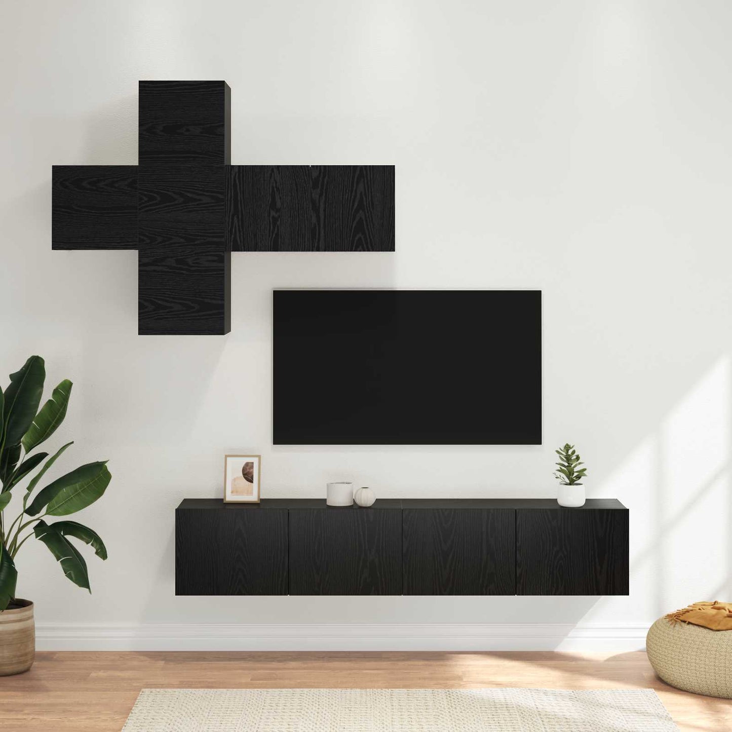 TV Cabinet Set Wall-mounted 3 pcs Engineered Wood
