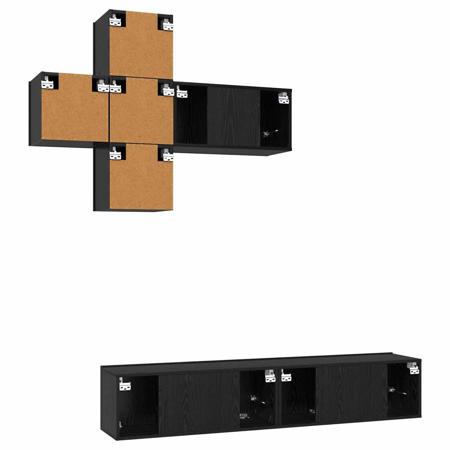 TV Cabinet Set Wall-mounted 3 pcs Engineered Wood