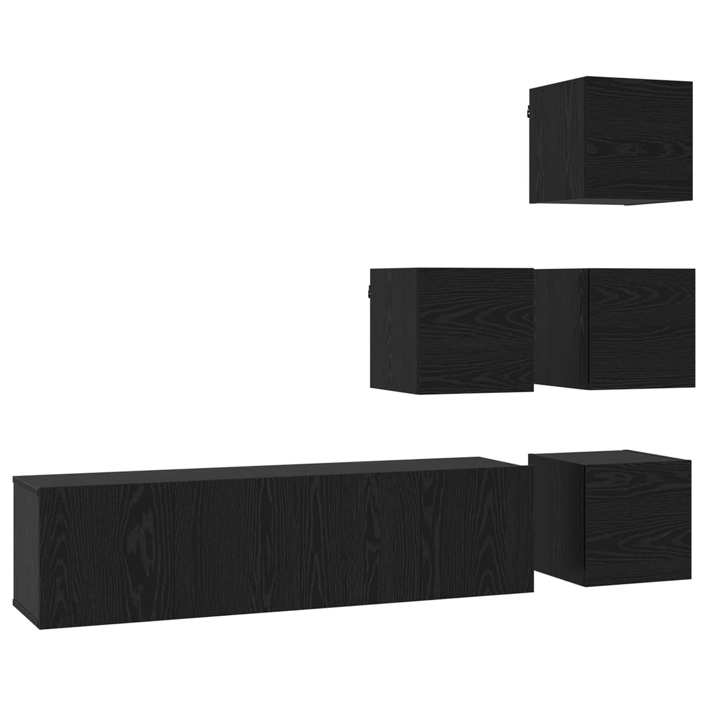 TV Cabinet Set 6 pcs 60 x 30 x 30 cm Black Oak Engineered Wood