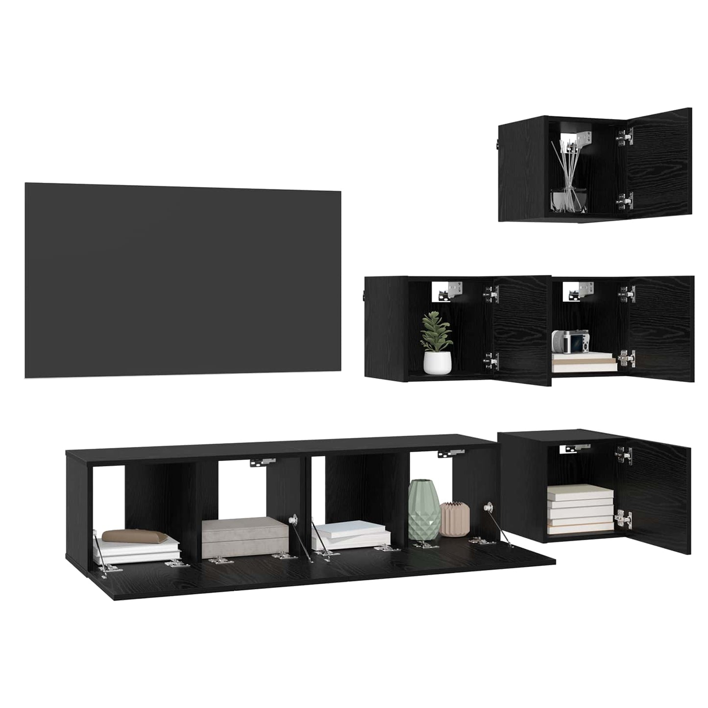 TV Cabinet Set 6 pcs 60 x 30 x 30 cm Black Oak Engineered Wood
