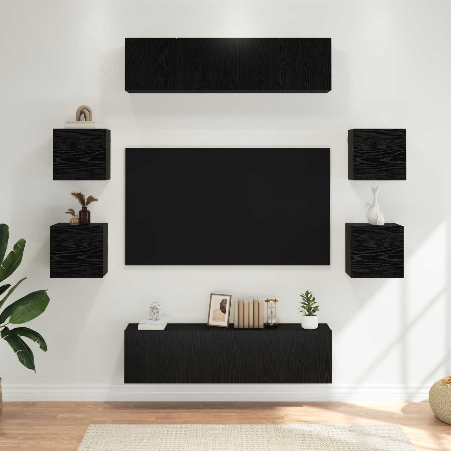 TV Cabinet Set 8 pcs 120 x 30 x 30 cm Black Oak Engineered Wood