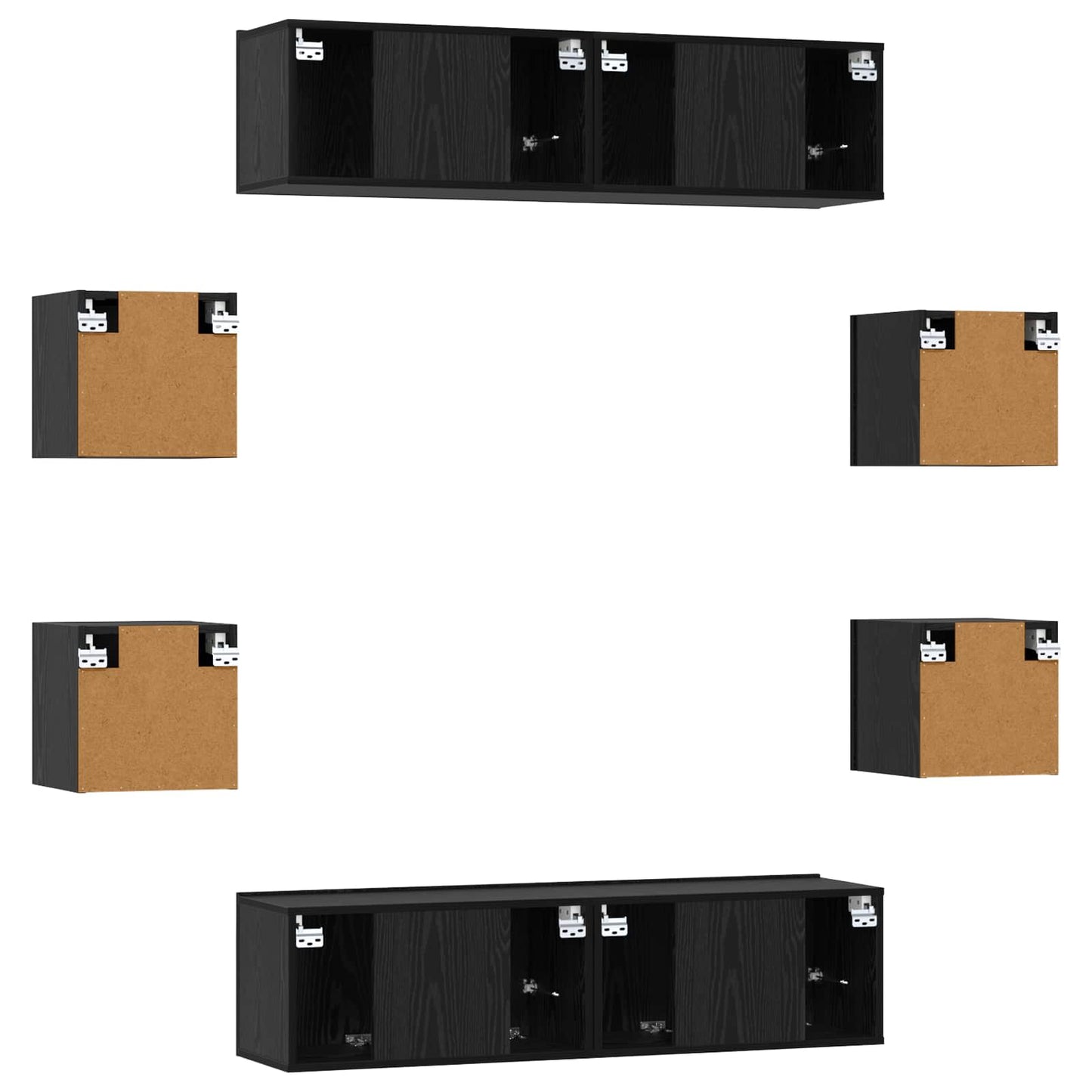 TV Cabinet Set 8 pcs 120 x 30 x 30 cm Black Oak Engineered Wood