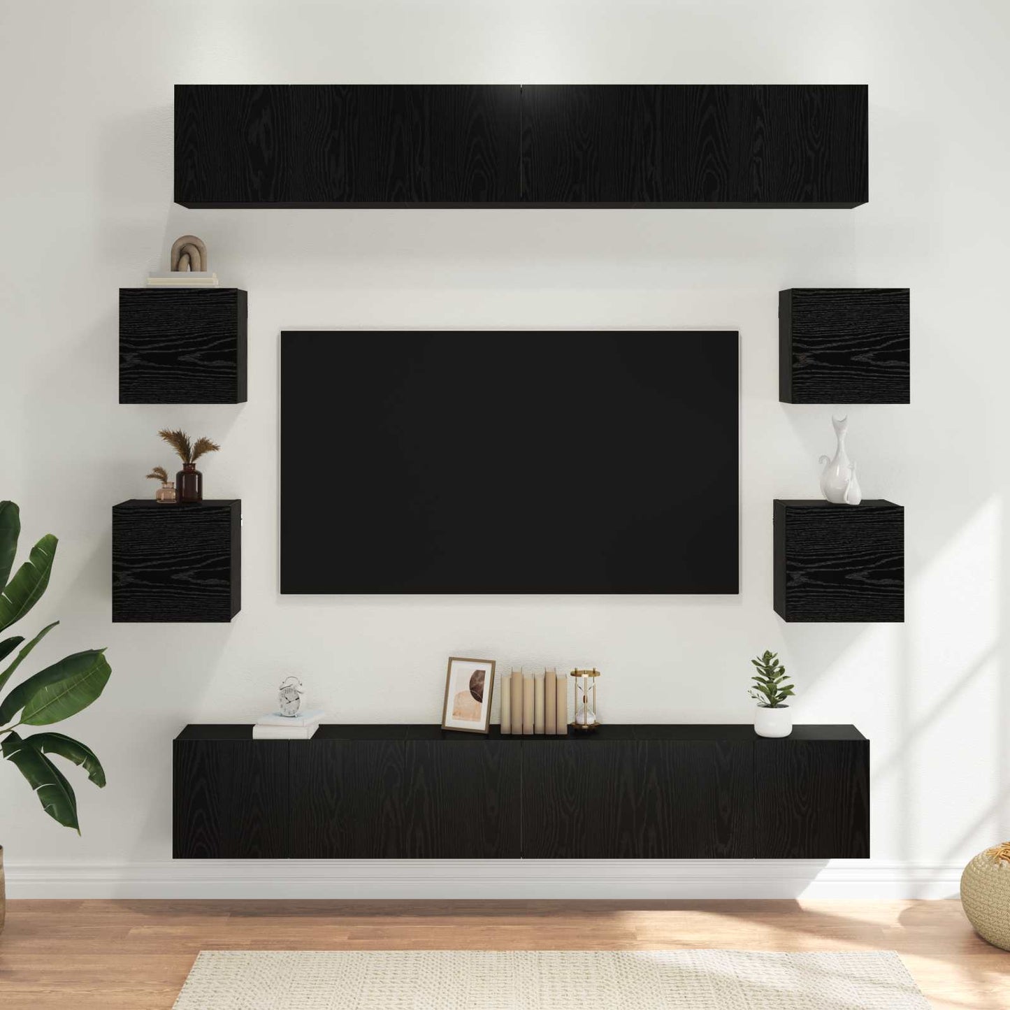 TV Cabinet Set 10 pcs 180 x 30 x 30 cm Black Oak