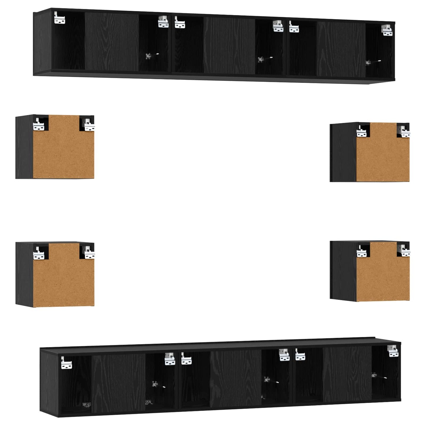TV Cabinet Set 10 pcs 180 x 30 x 30 cm Black Oak