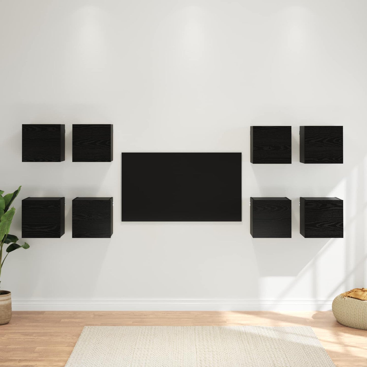 Wall Mounted TV Cabinet 8 pcs Black Oak 30.5 x 30 x 30 cm