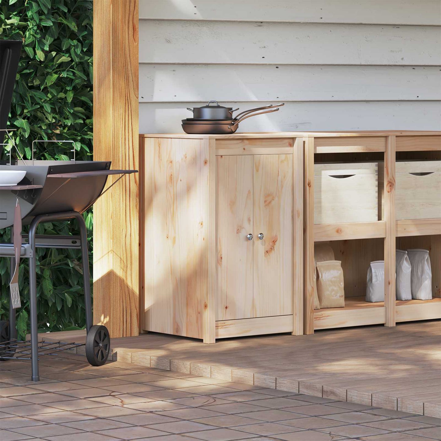 Outdoor Kitchen Cabinet MEPPEL Natural Douglas 55 x 55 x 92 cm