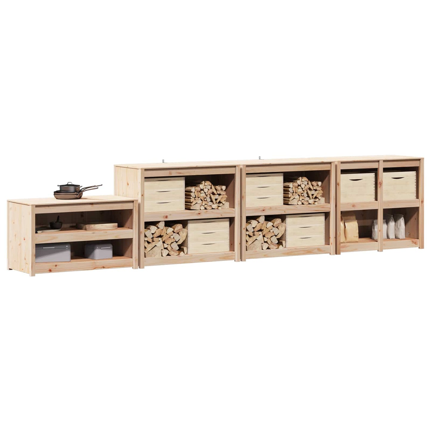 Outdoor Kitchen Cabinet MEPPEL 4 pcs Natural Douglas