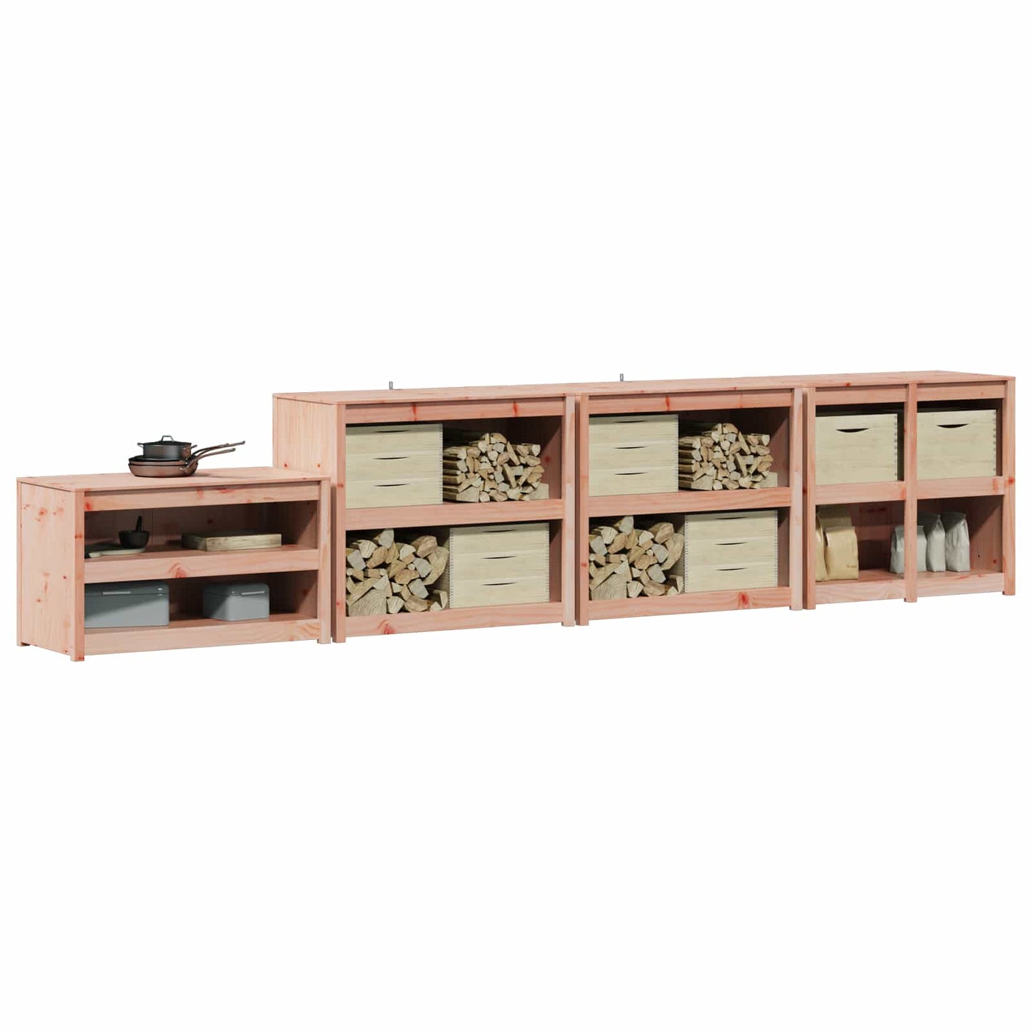 Outdoor Kitchen Cabinet MEPPEL 4 pcs White Solid Pine Wood