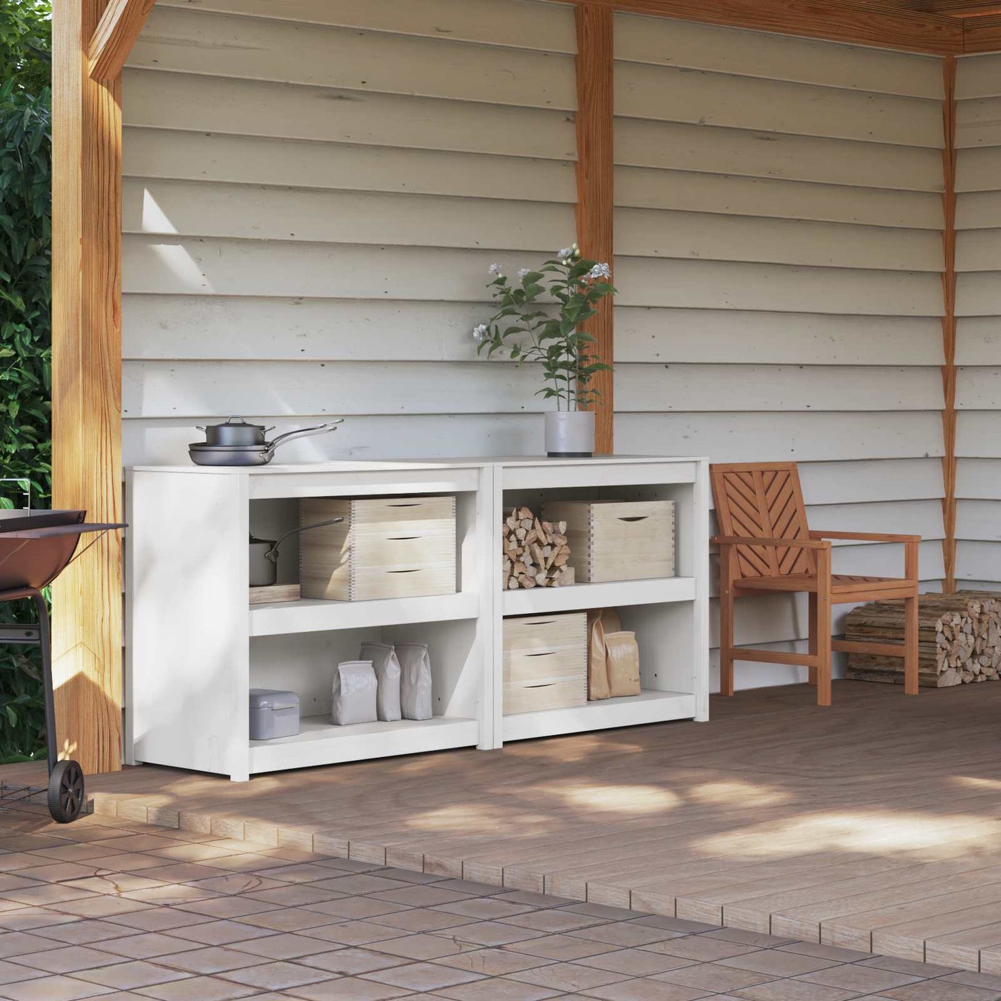 Outdoor Kitchen Cabinet MEPPEL 2 pcs White 212 x 55 x 92 cm
