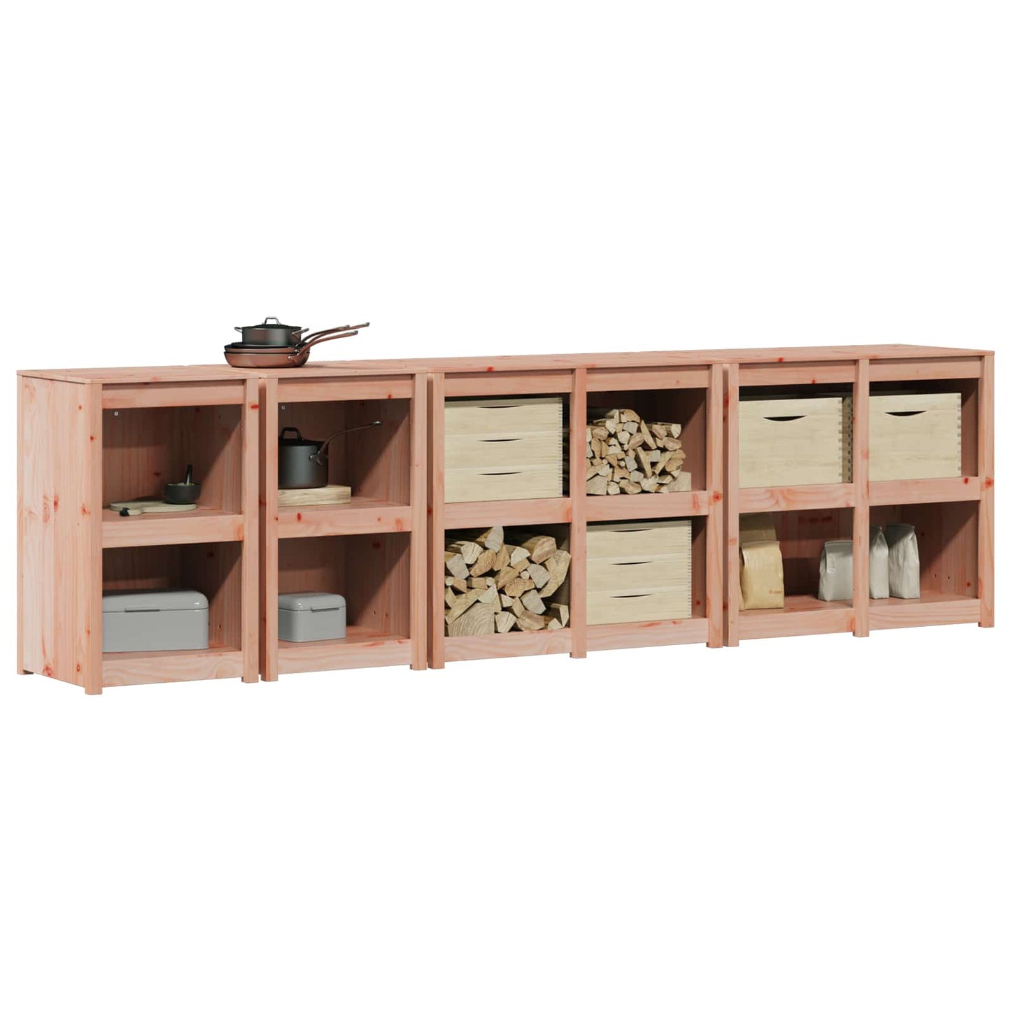 Outdoor Kitchen Cabinet MEPPEL 4 pcs Natural Douglas