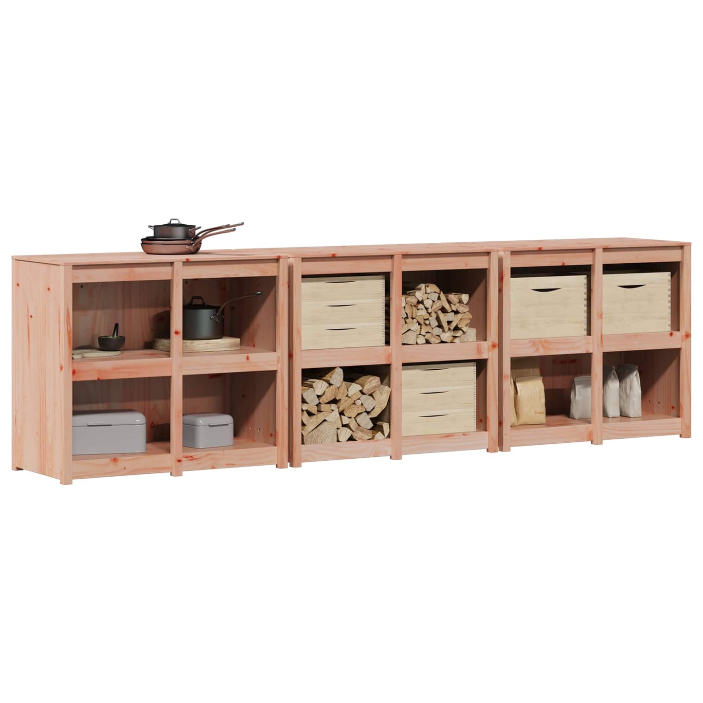 Outdoor Kitchen Cabinet MEPPEL 3 pcs Natural Douglas